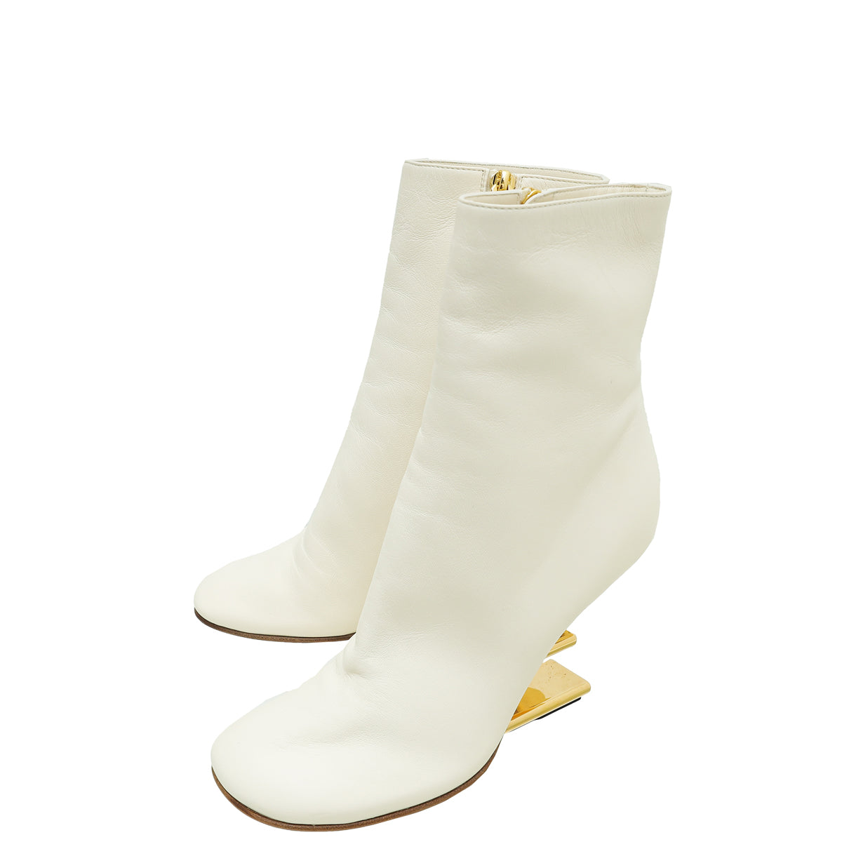 Fendi Cream First High-Heeled Ankle Boots 37-Fendi-THE CLOSET