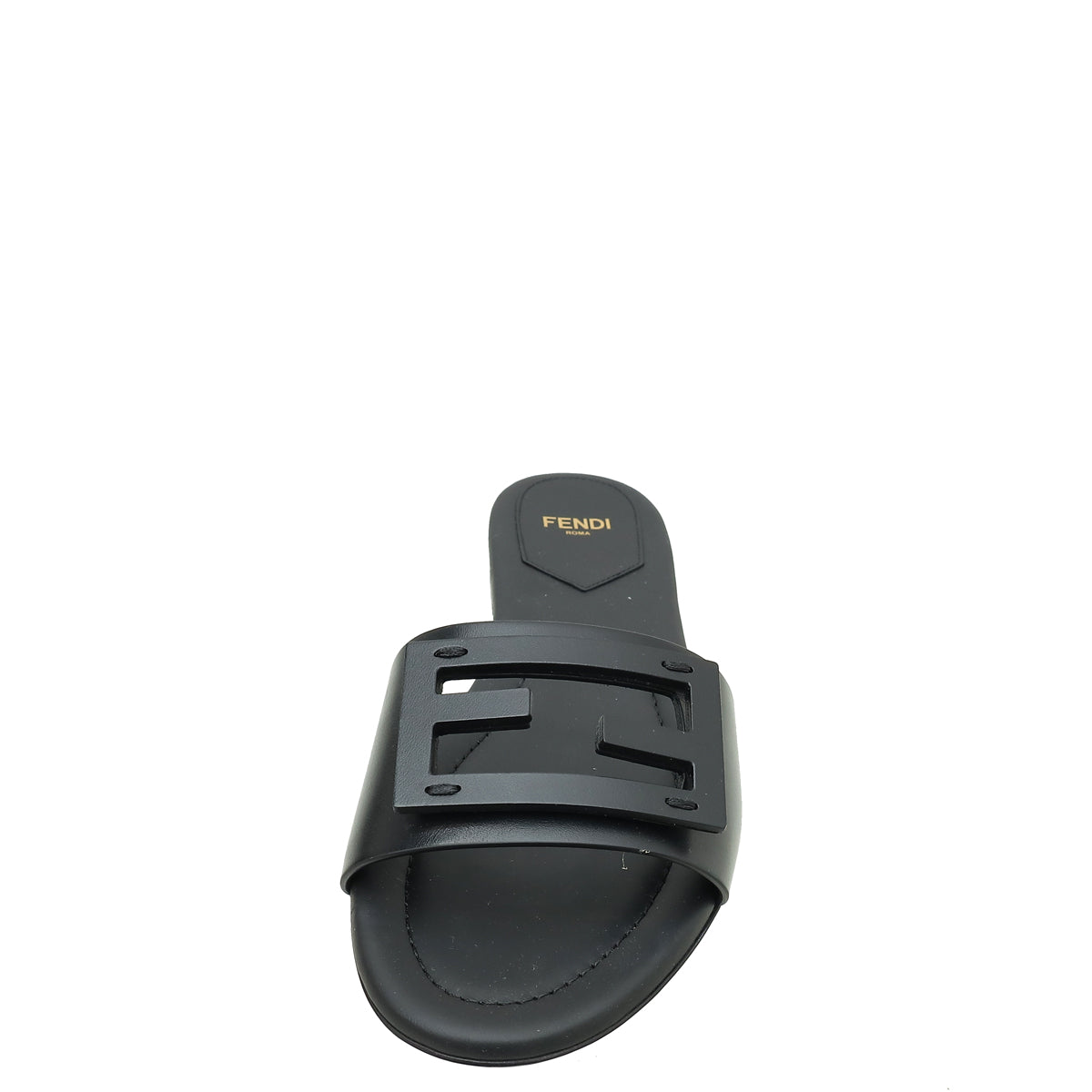 Fendi Black Timeless Baguette Slide Sandals 38