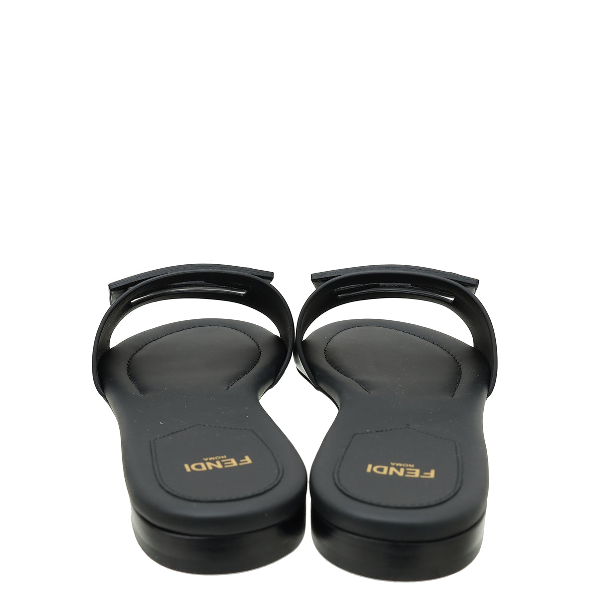 Fendi Black Timeless Baguette Slide Sandals 38