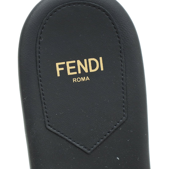 Fendi Black Timeless Baguette Slide Sandals 38