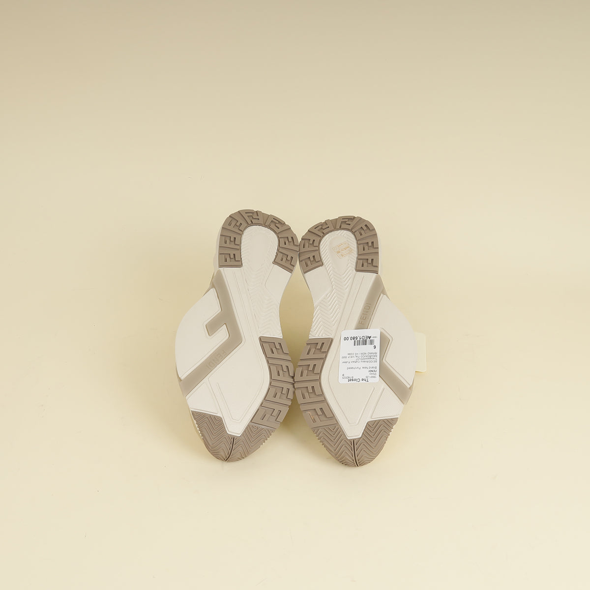 Fendi Beige Flow Low Top Sneakers 6-Fendi-THE CLOSET