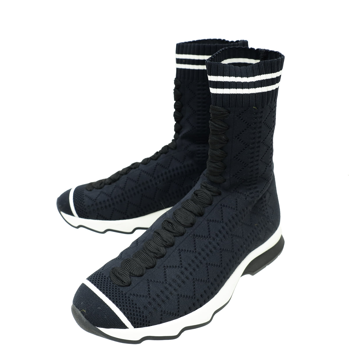 Fendi Black Colibri Sock Stretch-Knit Ankle Boots 35-Fendi-THE CLOSET