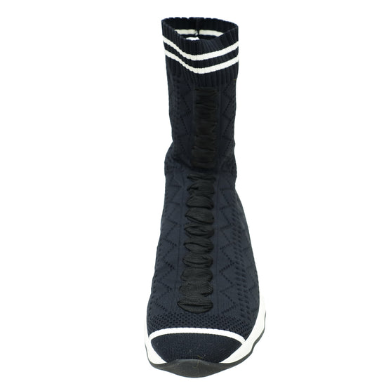 Fendi Black Colibri Sock Stretch-Knit Ankle Boots 35