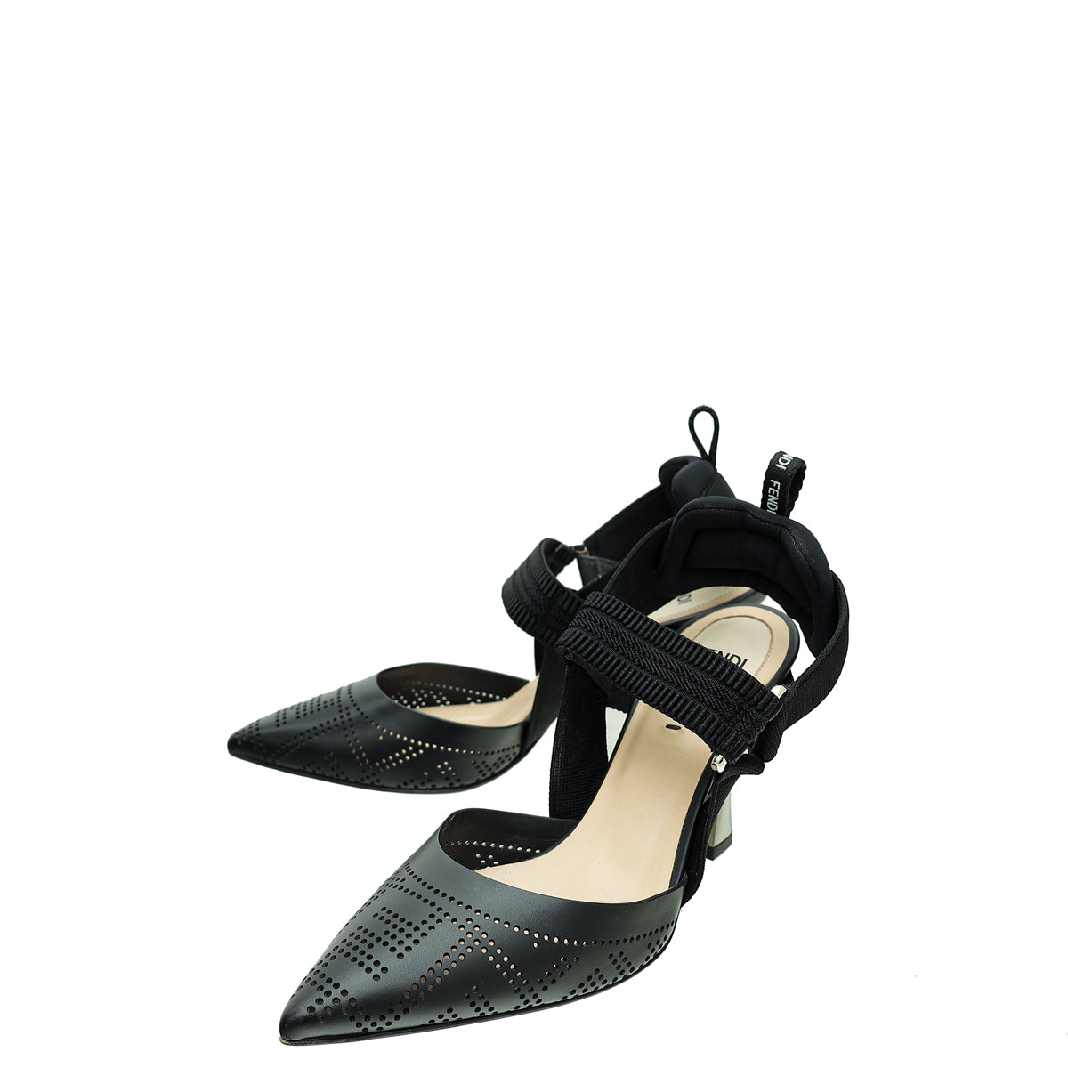 Load image into Gallery viewer, Fendi Black Perforated Colibri Pumps 35
