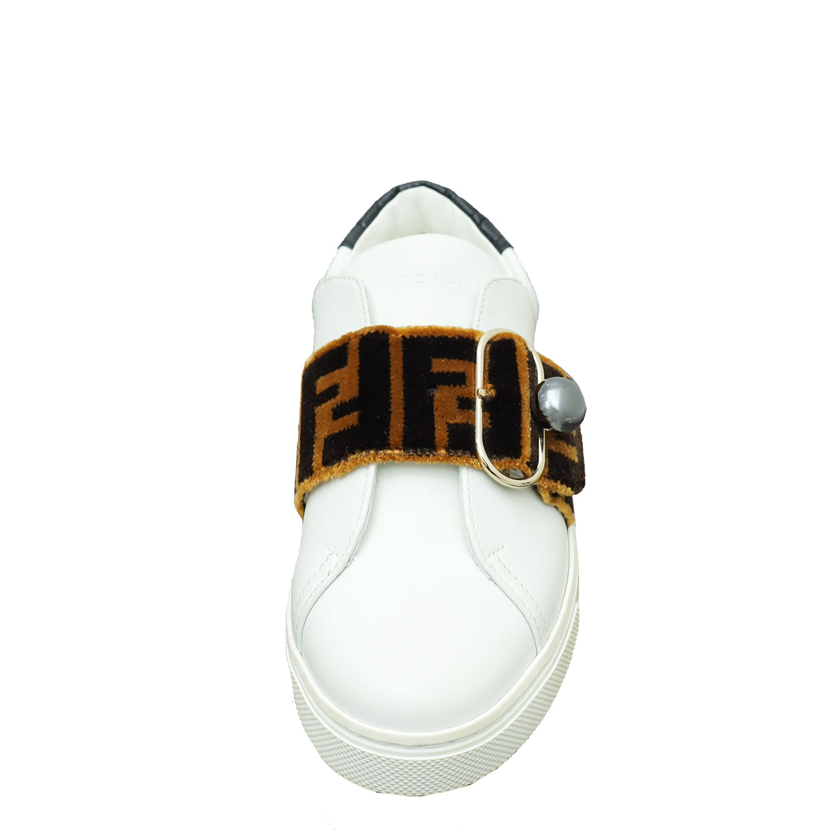 Fendi Tricolor Velvet Logo Strap Buckle Slip On Sneakers 35-Fendi-THE CLOSET