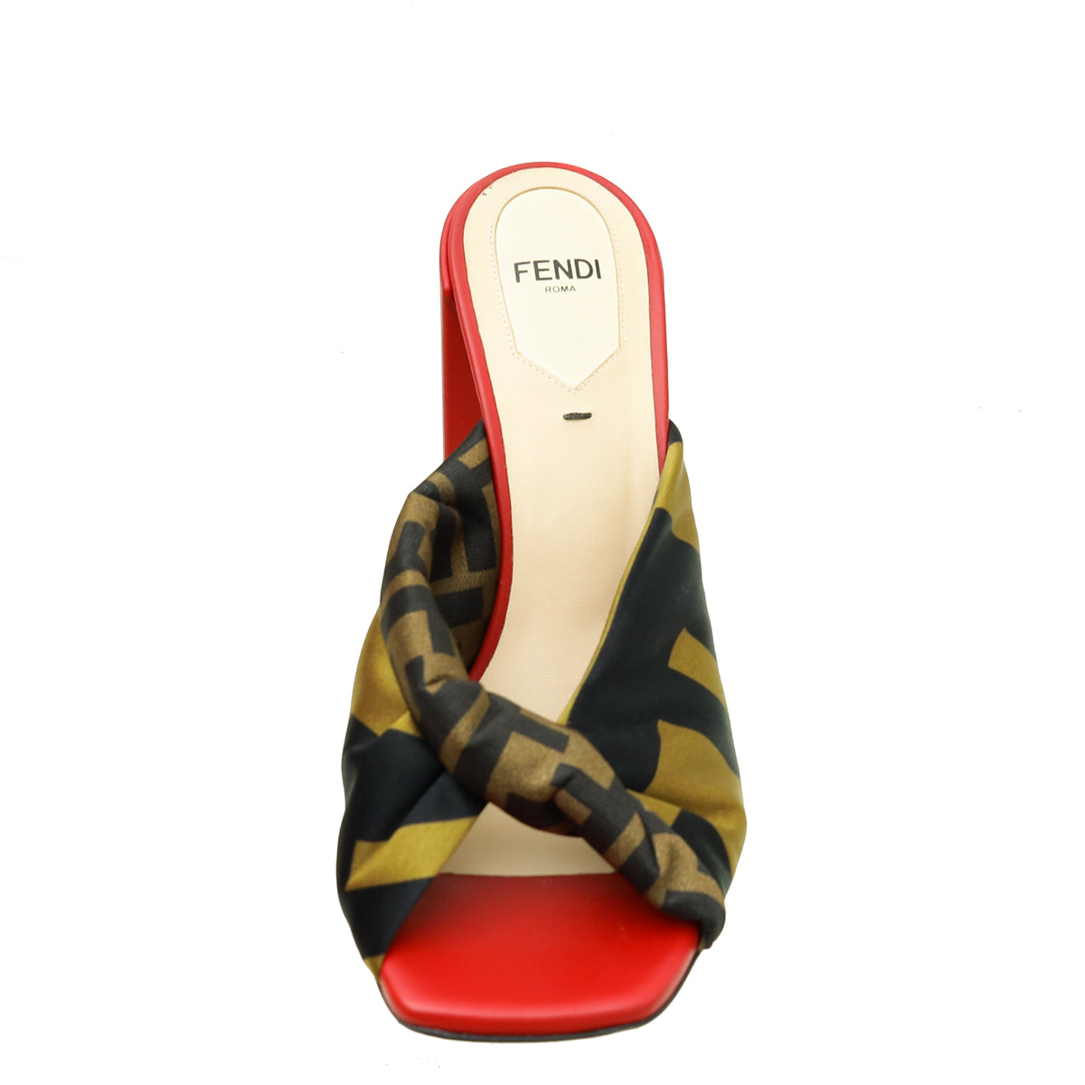 Fendi Bicolor Zucca Print Satin Twist Mules 36