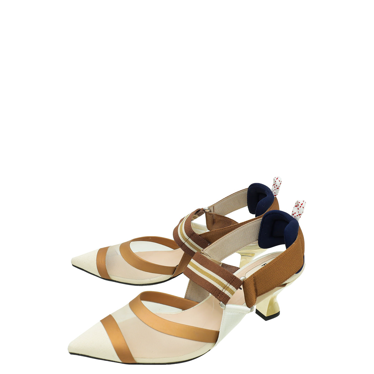 Fendi Bicolor Colibri Mesh Slingback Pump 36-Fendi-THE CLOSET