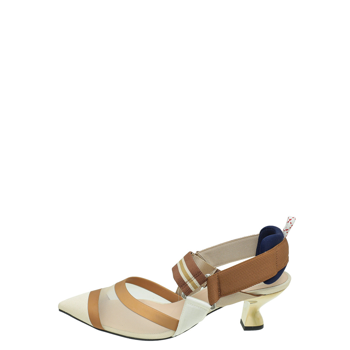 Fendi Bicolor Colibri Mesh Slingback Pump 36