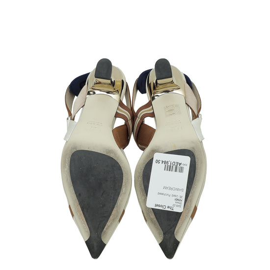 Fendi Bicolor Colibri Mesh Slingback Pump 36