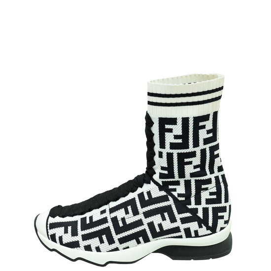 Fendi Bicolor FF Logo Sock Sneaker Boots 37