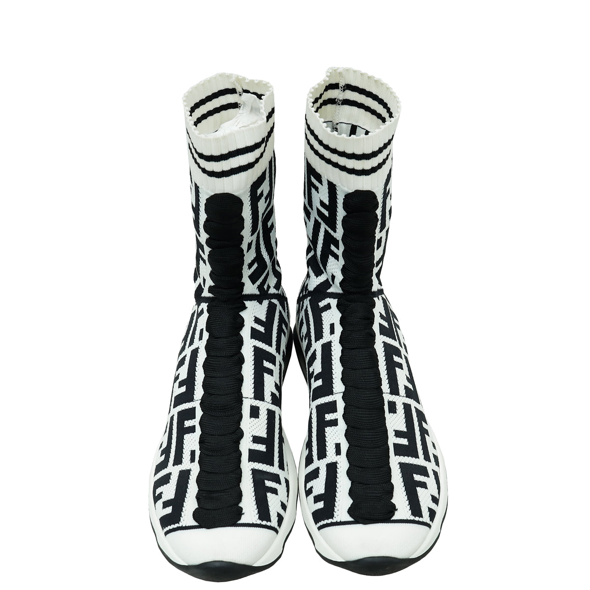 Fendi Bicolor FF Logo Sock Sneaker Boots 37