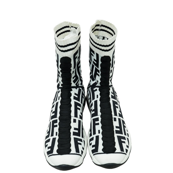 Fendi Bicolor FF Logo Sock Sneaker Boots 37