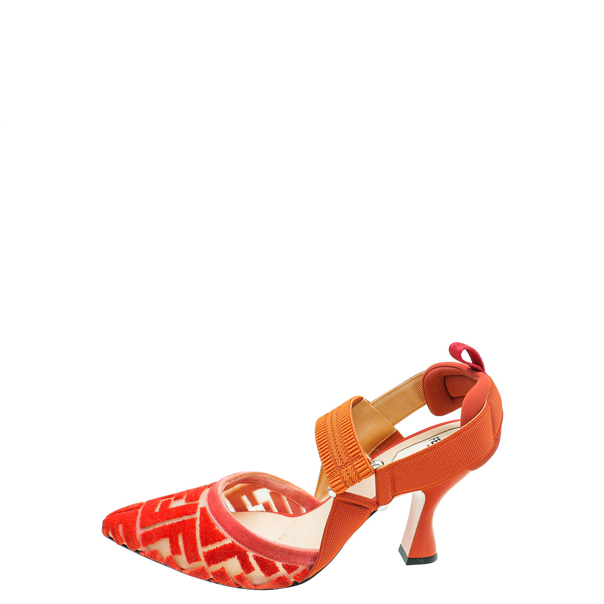 Fendi Coral FF Velvet Colibri Slingback Pumps 37