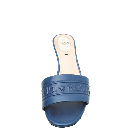 Fendi Blue "Fendi Roma" Slide Sandals 37