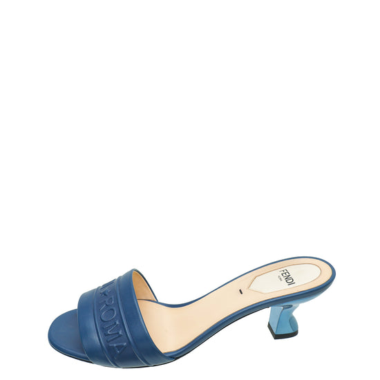 Fendi Blue "Fendi Roma" Slide Sandals 37