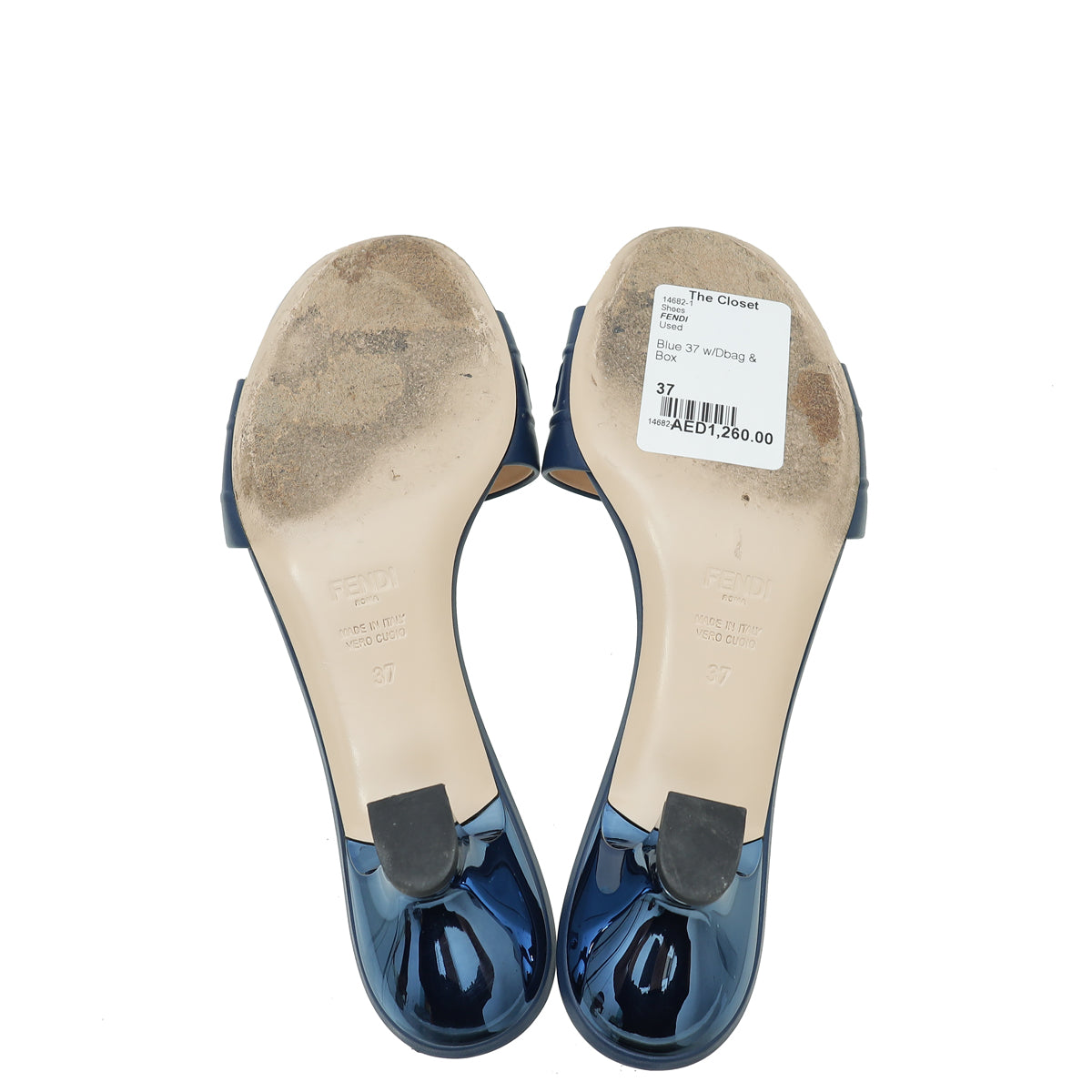 Fendi Blue "Fendi Roma" Slide Sandals 37