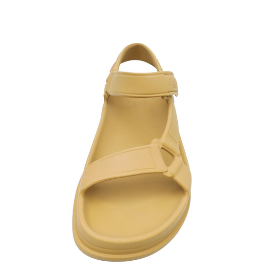 Fendi Beige Naturel Logo Rubber Sandal 37