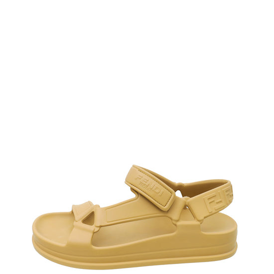 Fendi Beige Naturel Logo Rubber Sandal 37