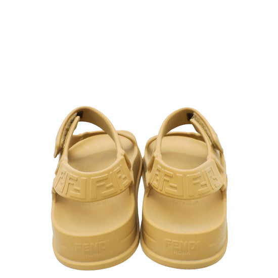 Fendi Beige Naturel Logo Rubber Sandal 37