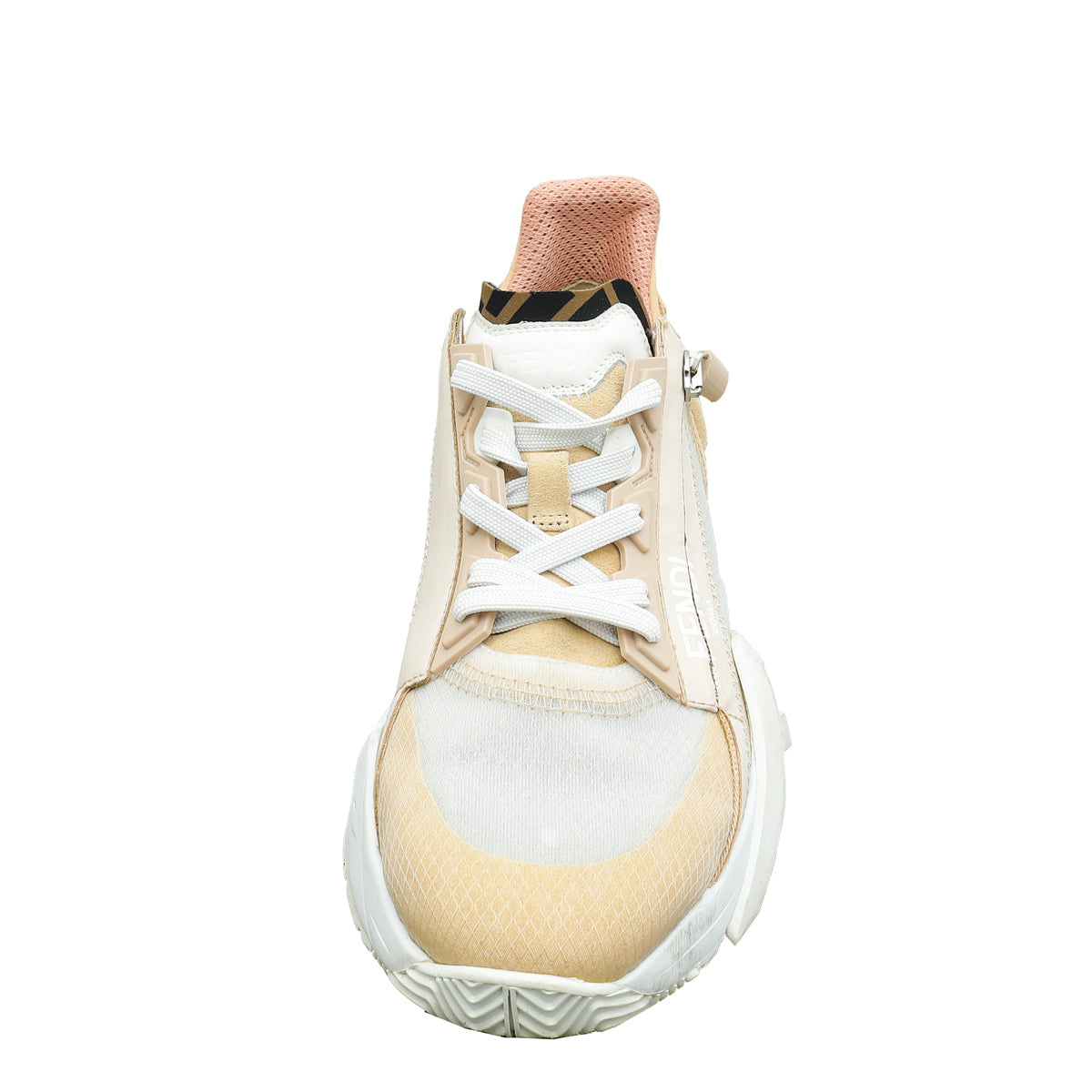 Fendi Beige Mesh Suede Flow Sneaker 37