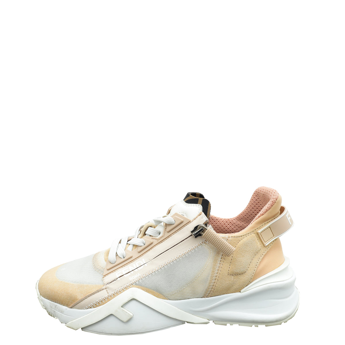 Fendi Beige Mesh Suede Flow Sneaker 37