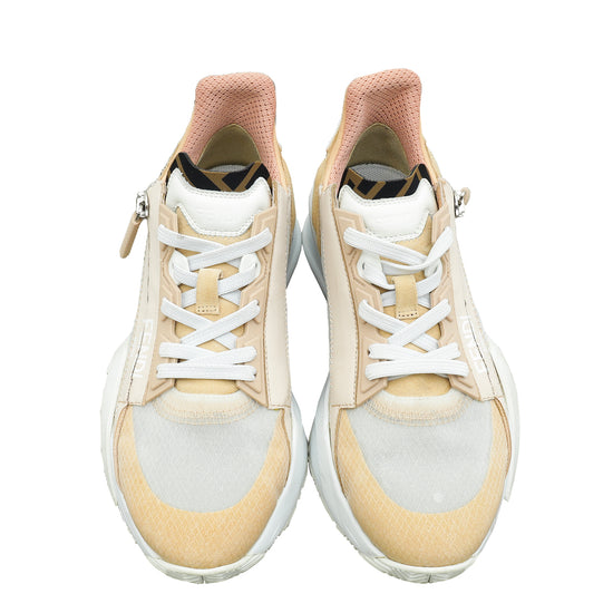 Fendi Beige Mesh Suede Flow Sneaker 37