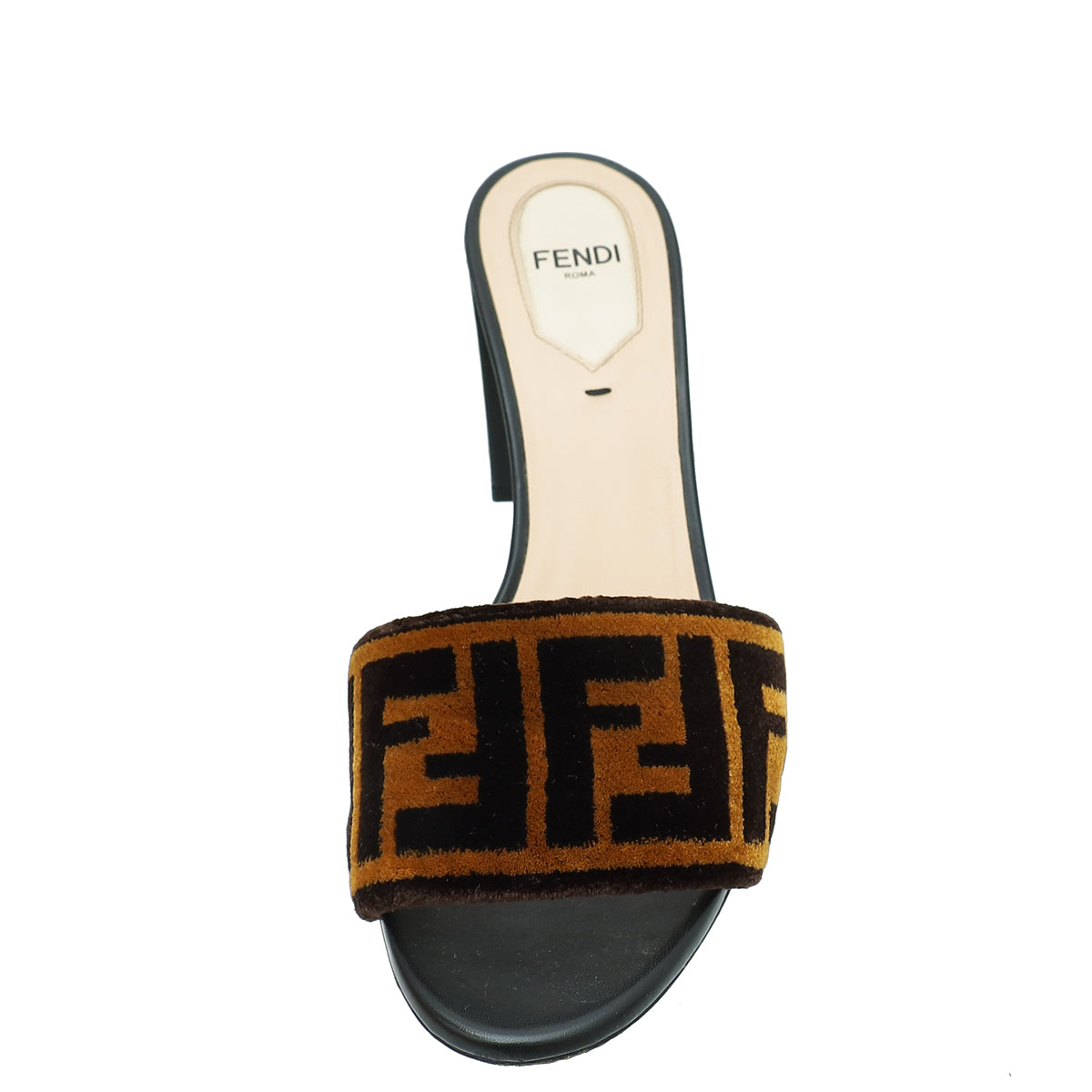 Fendi Bicolor FF Velvet Slide Mules 37-Fendi-THE CLOSET