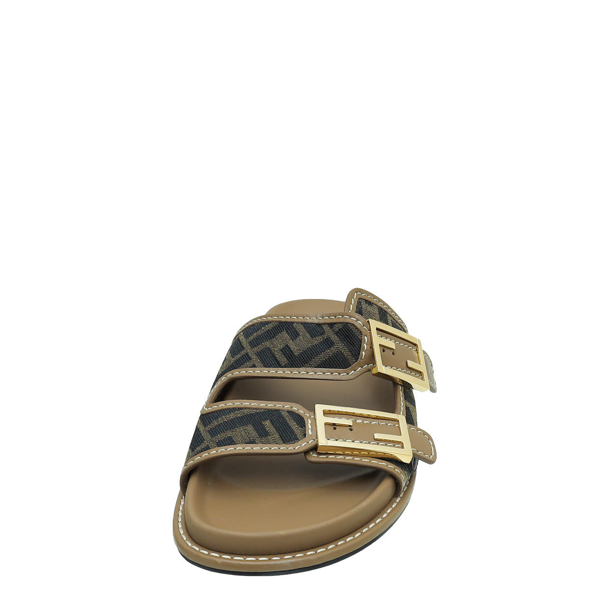 Fendi Tobacco Zucca FF Buckle Slide Sandal 38.5-Fendi-THE CLOSET