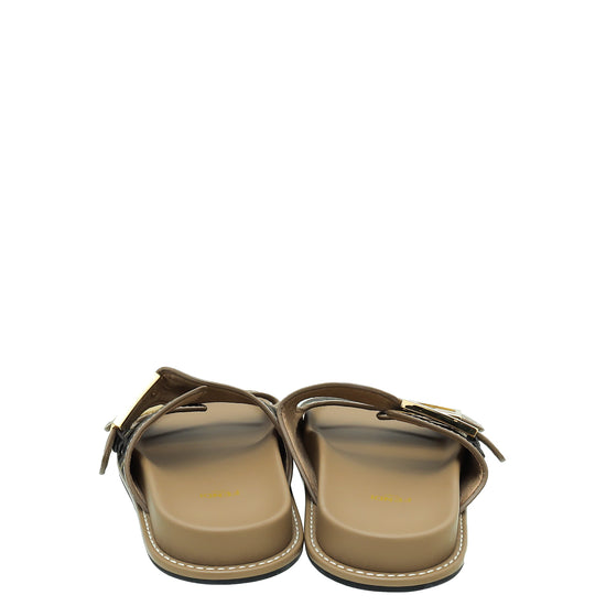 Fendi Tobacco Zucca FF Buckle Slide Sandal 38.5