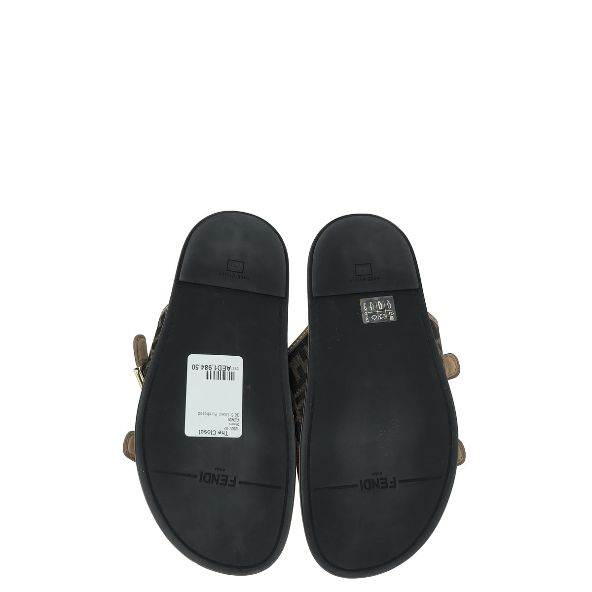 Fendi Tobacco Zucca FF Buckle Slide Sandal 38.5