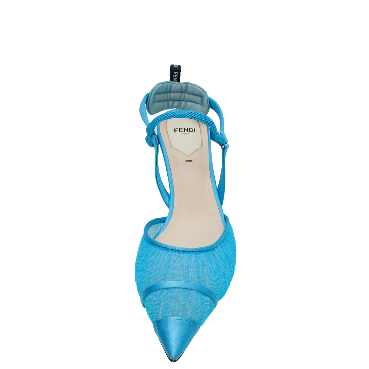Fendi Light Blue Satin Colibri Lite Tulle and High-Heeled Slingback 38.5-Fendi-THE CLOSET