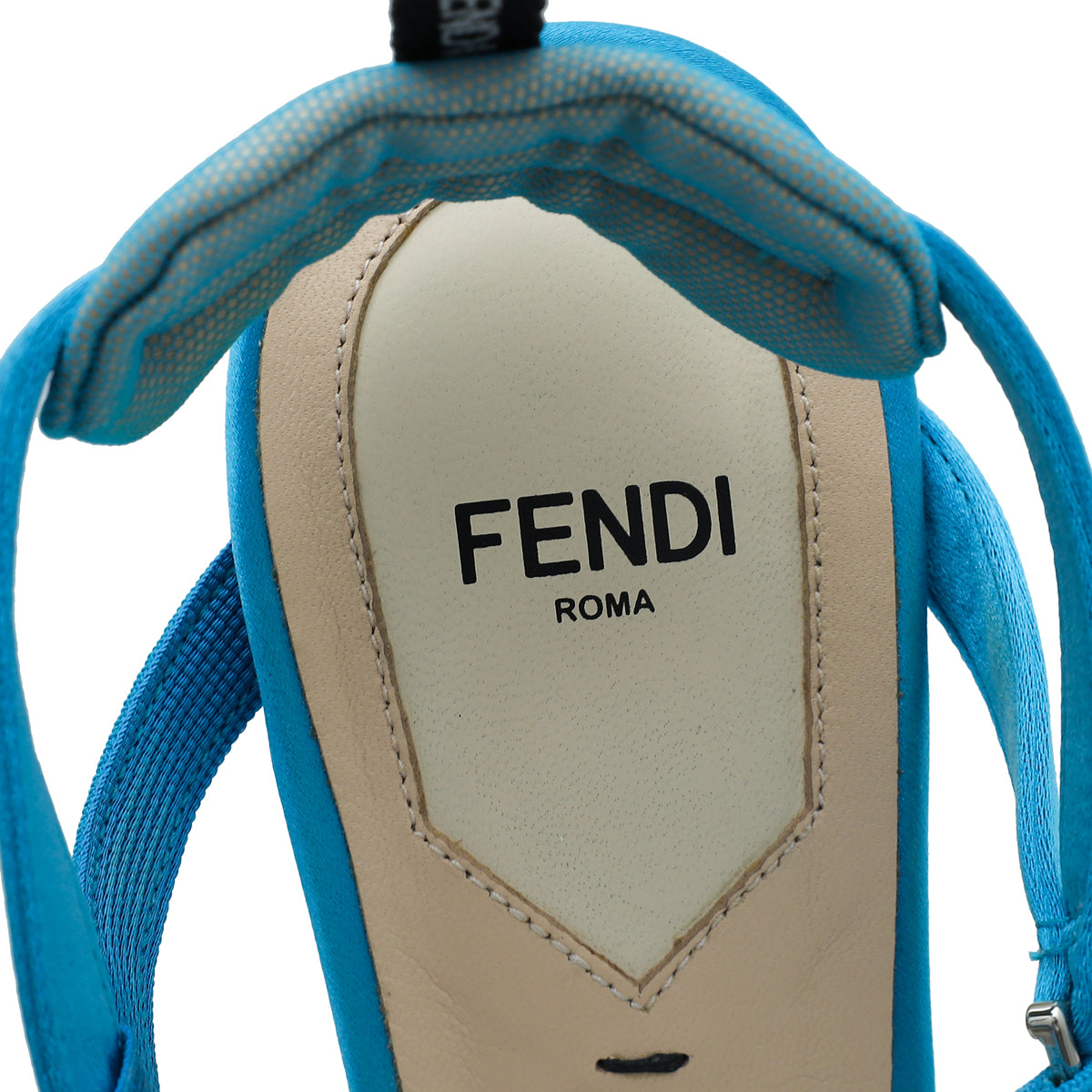 Fendi Light Blue Satin Colibri Lite Tulle and High-Heeled Slingback 38.5