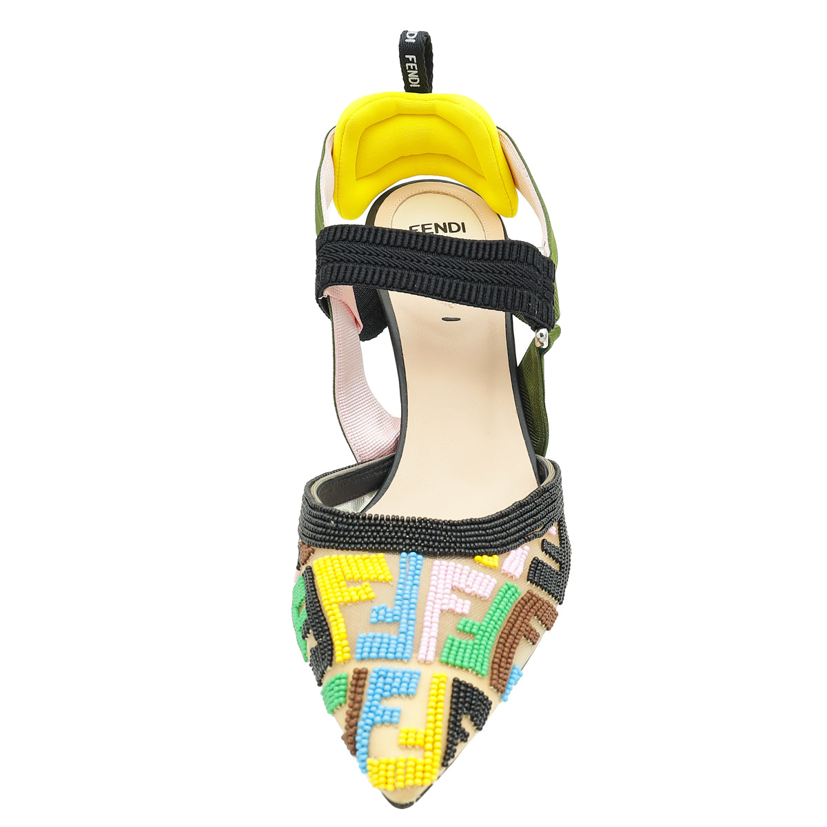 Fendi Multicolor FF Colibri Embroidered Beads Slingback Pump 38-Fendi-THE CLOSET