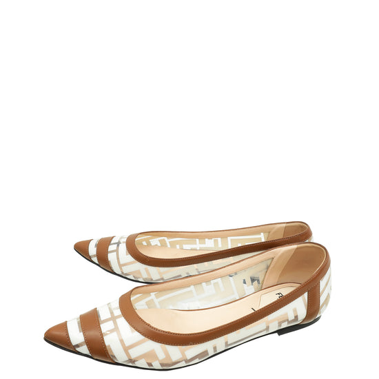 Fendi Bicolor FF Print PVC Ballerina Flats 38