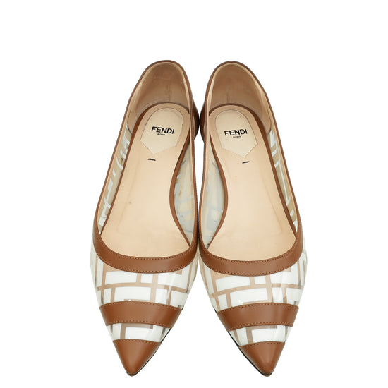 Fendi Bicolor FF Print PVC Ballerina Flats 38