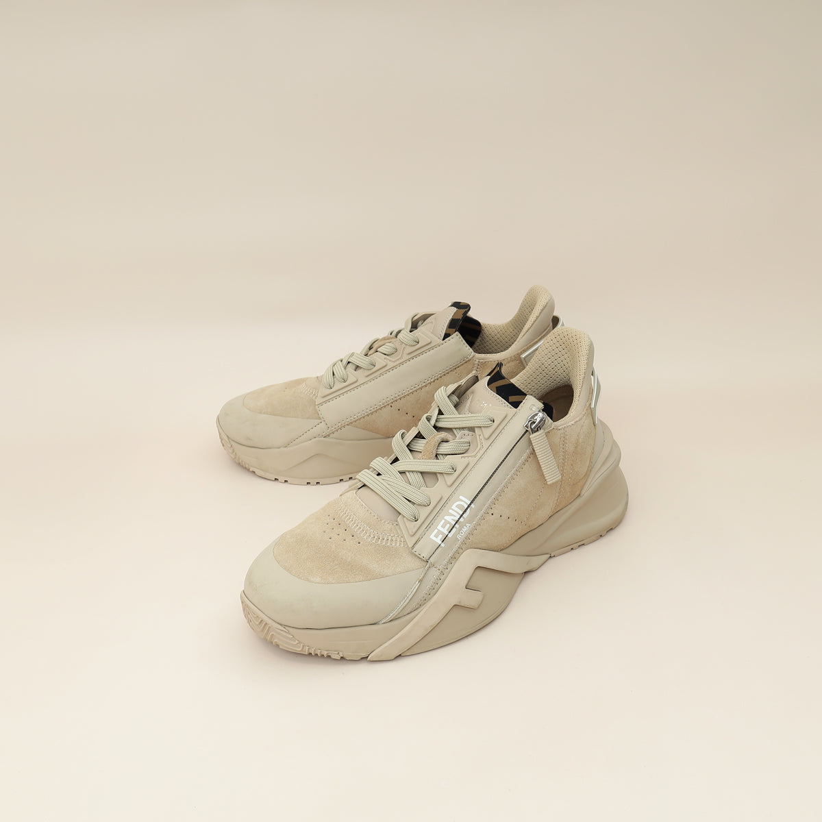 Fendi Beige Suede Flow Sneaker 38-Fendi-THE CLOSET