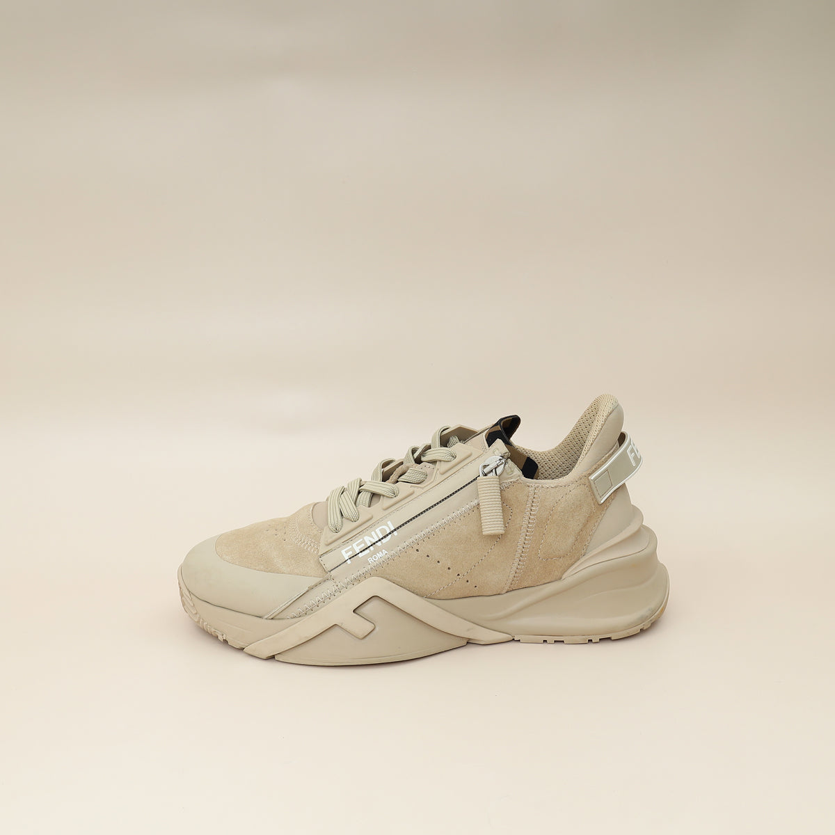 Fendi Beige Suede Flow Sneaker 38-Fendi-THE CLOSET