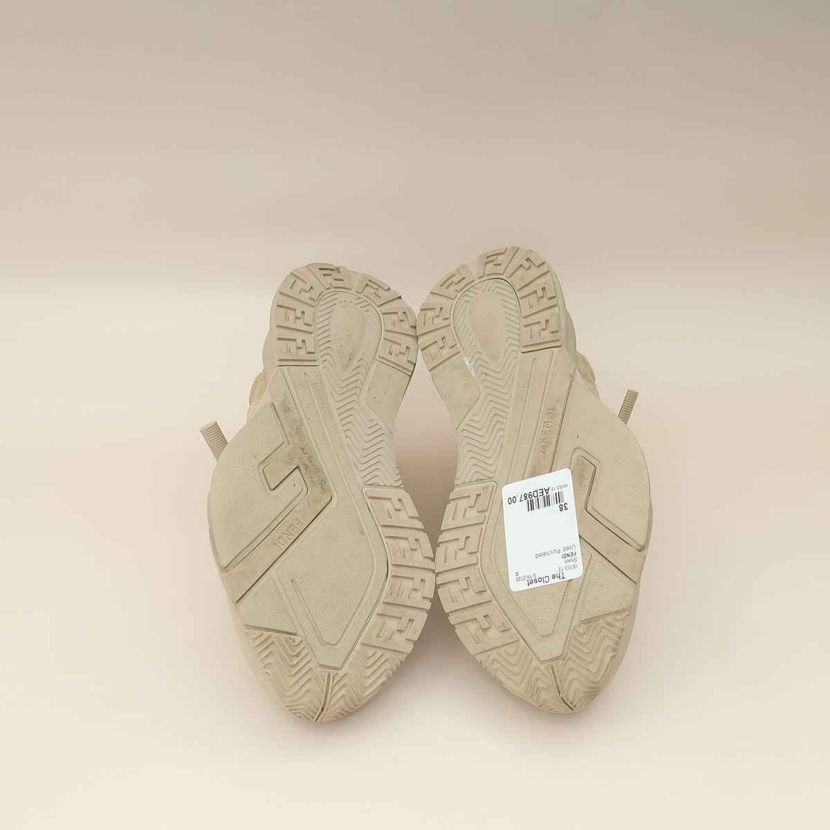 Fendi Beige Suede Flow Sneaker 38-Fendi-THE CLOSET