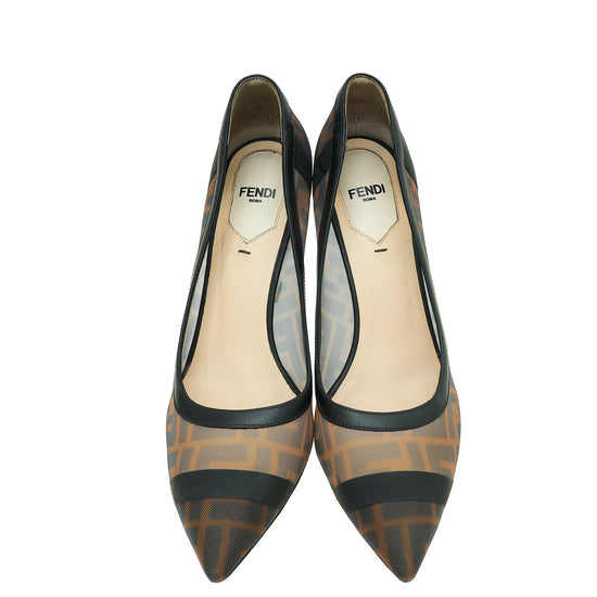 Fendi Bicolor Colibri Mesh Pumps 38