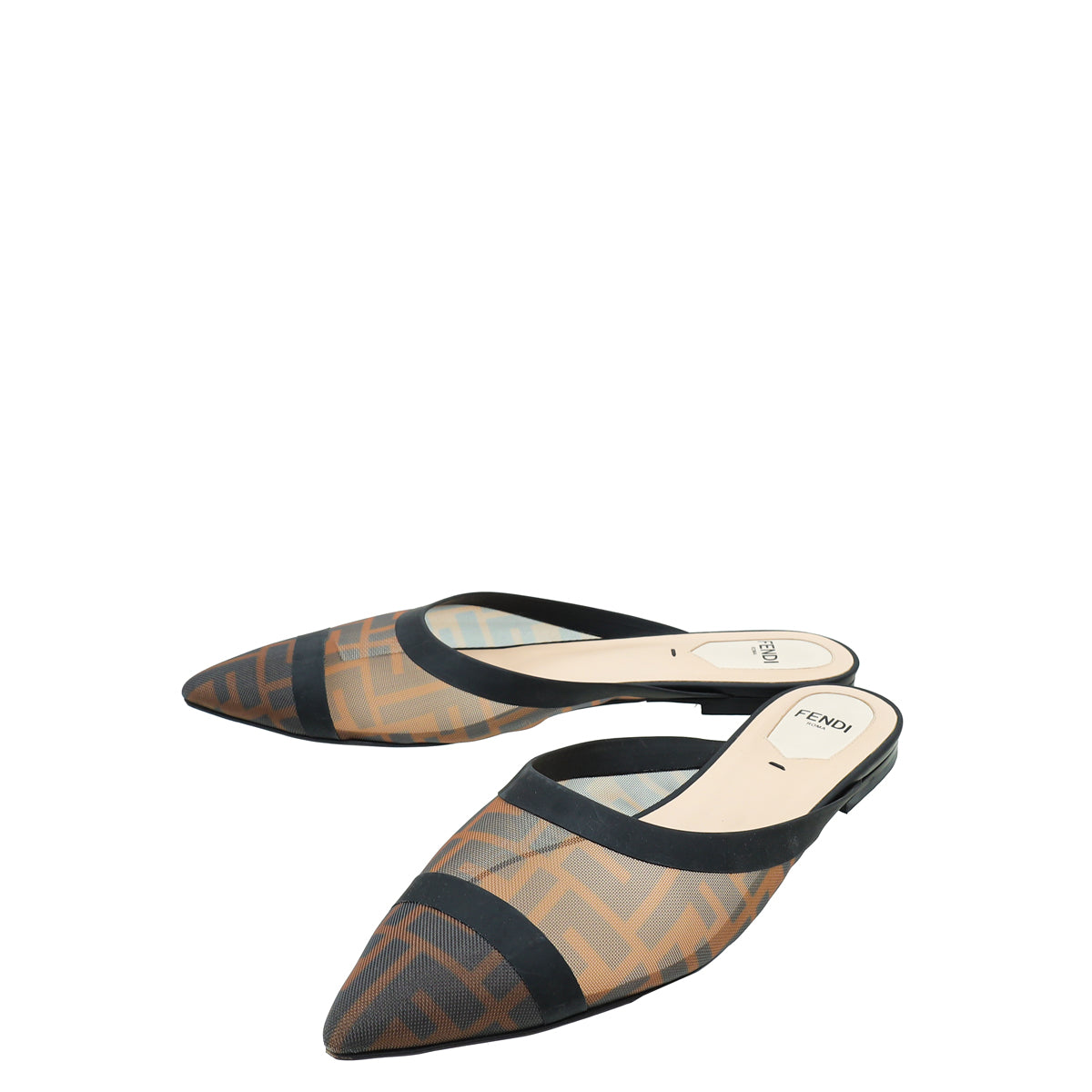 Fendi Bicolor Colibri FF Mesh Sabot Flat Mules 38-Fendi-THE CLOSET