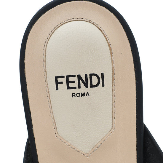 Fendi Bicolor Colibri FF Mesh Sabot Flat Mules 38