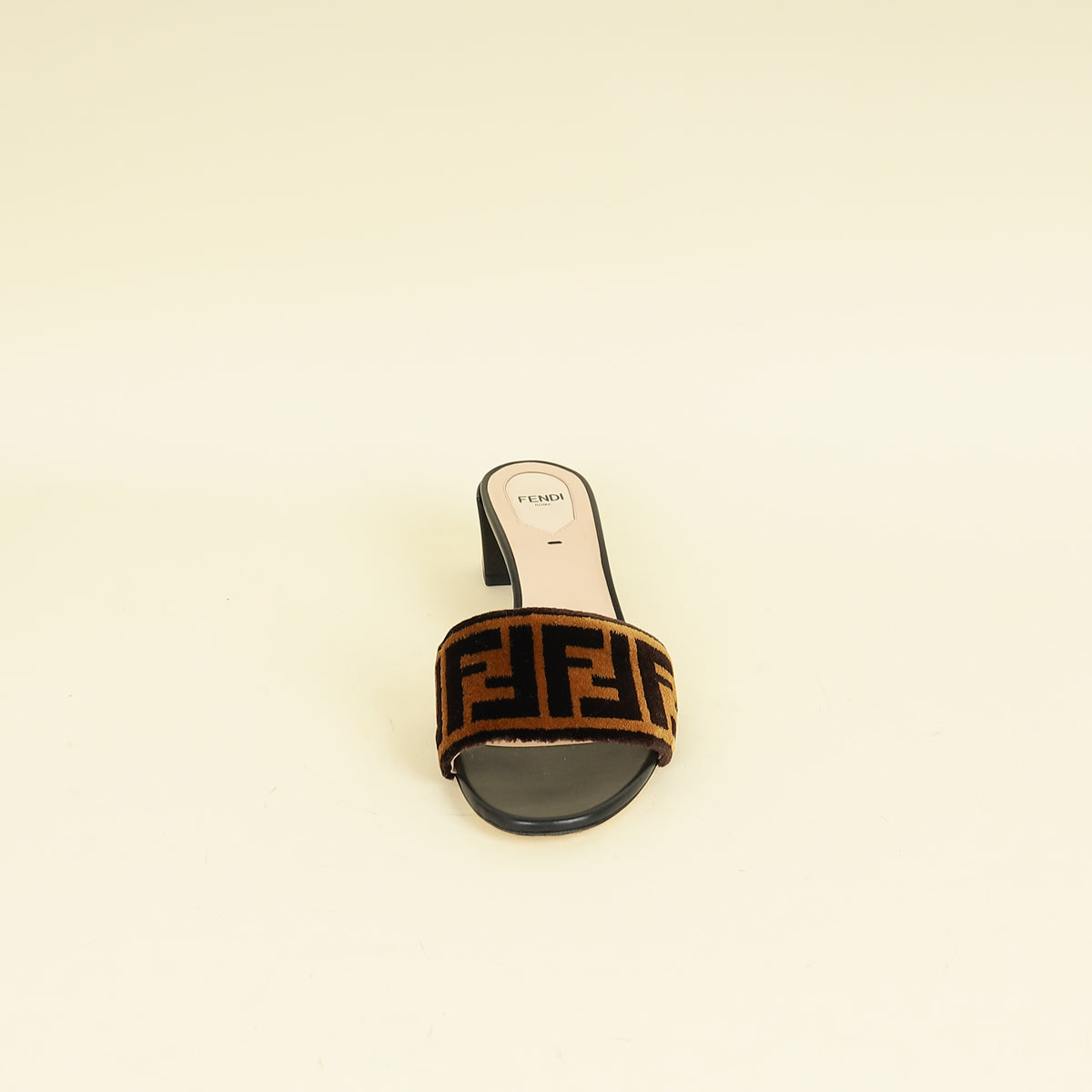 Fendi Brown FF Velvet Slide Mules 39