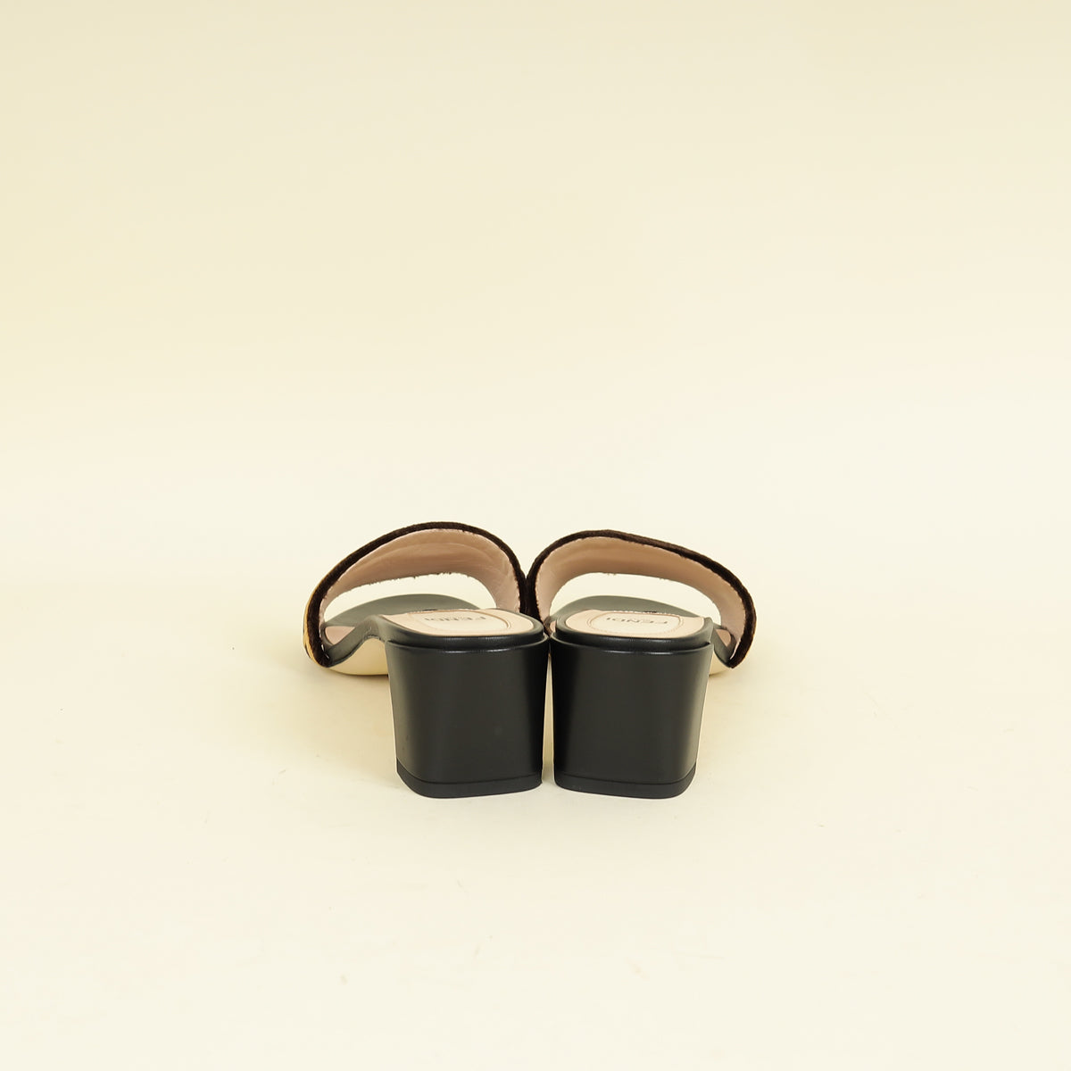 Fendi Brown FF Velvet Slide Mules 39