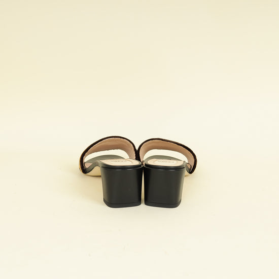Fendi Brown FF Velvet Slide Mules 39