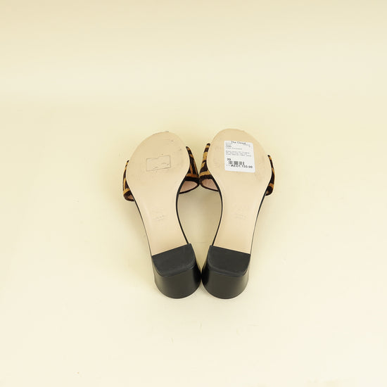 Fendi Brown FF Velvet Slide Mules 39