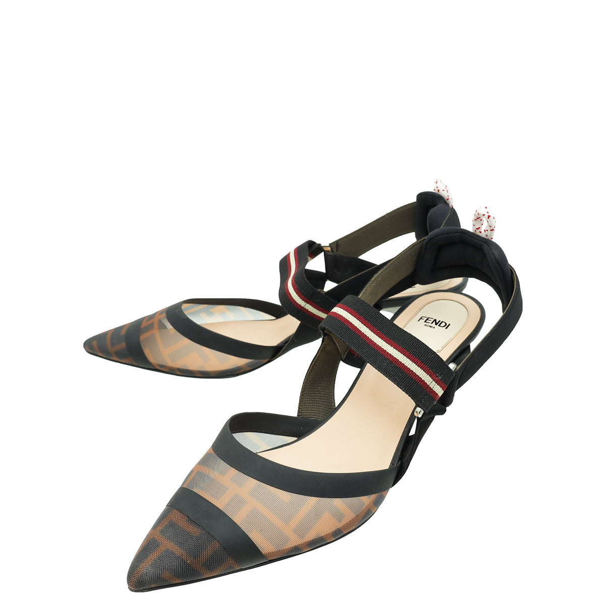 Fendi Bicolor Colibri Mesh Slingback Pump 41