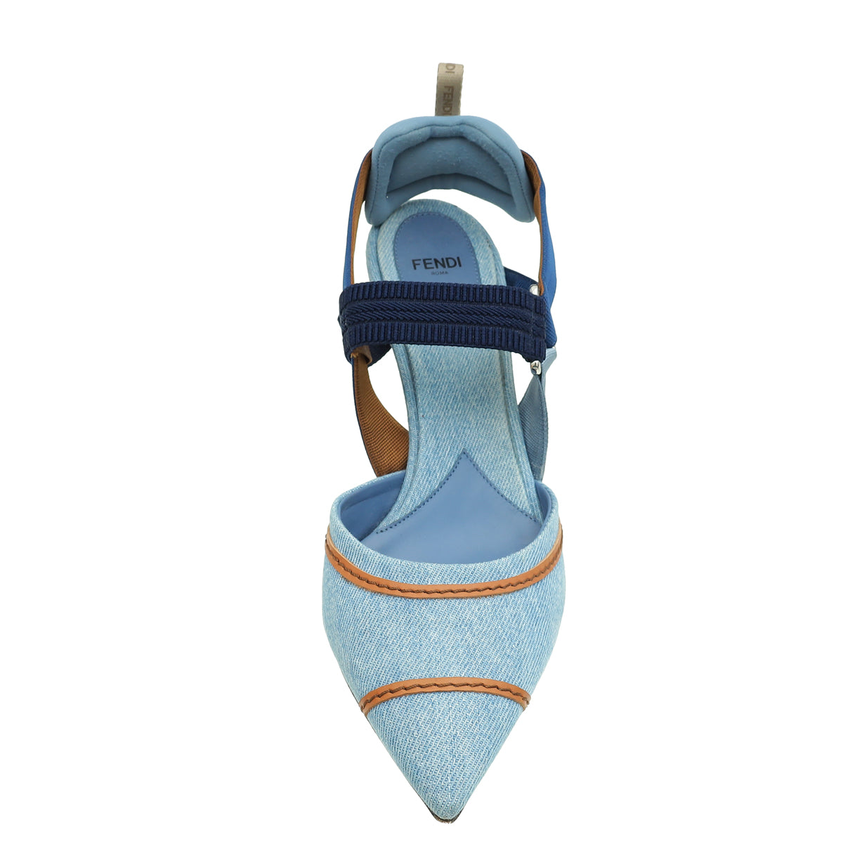 Fendi Blue Denim Colibri Slingback Pump 41-Fendi-THE CLOSET