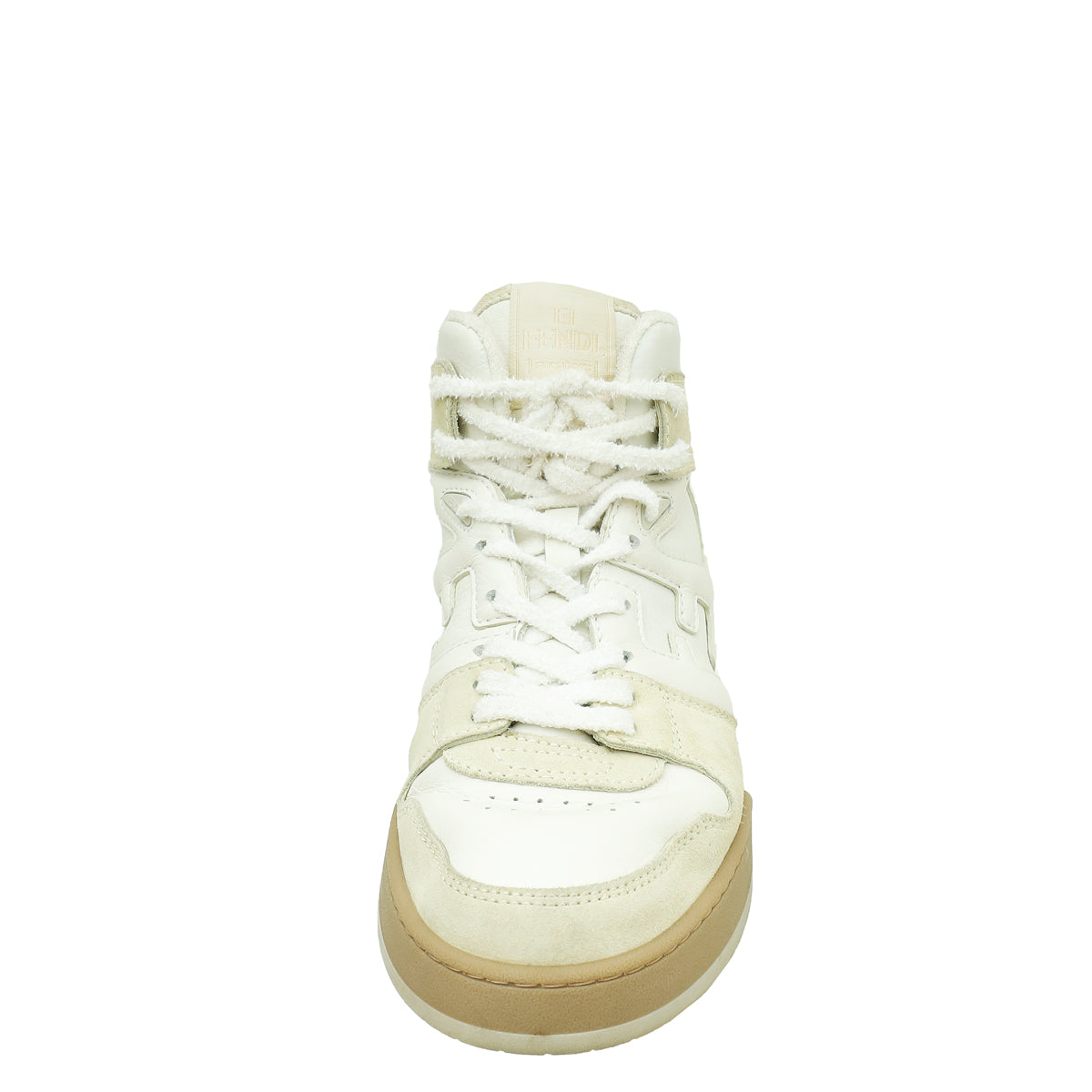 Fendi White Match Mixed High Top Sneakers 9-Fendi-THE CLOSET
