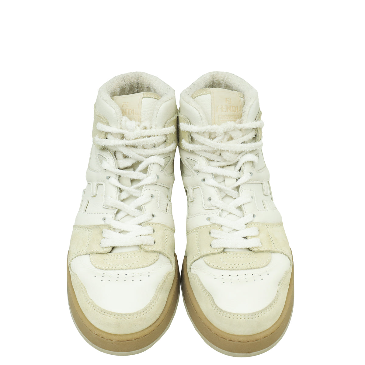 Fendi White Match Mixed High Top Sneakers 9