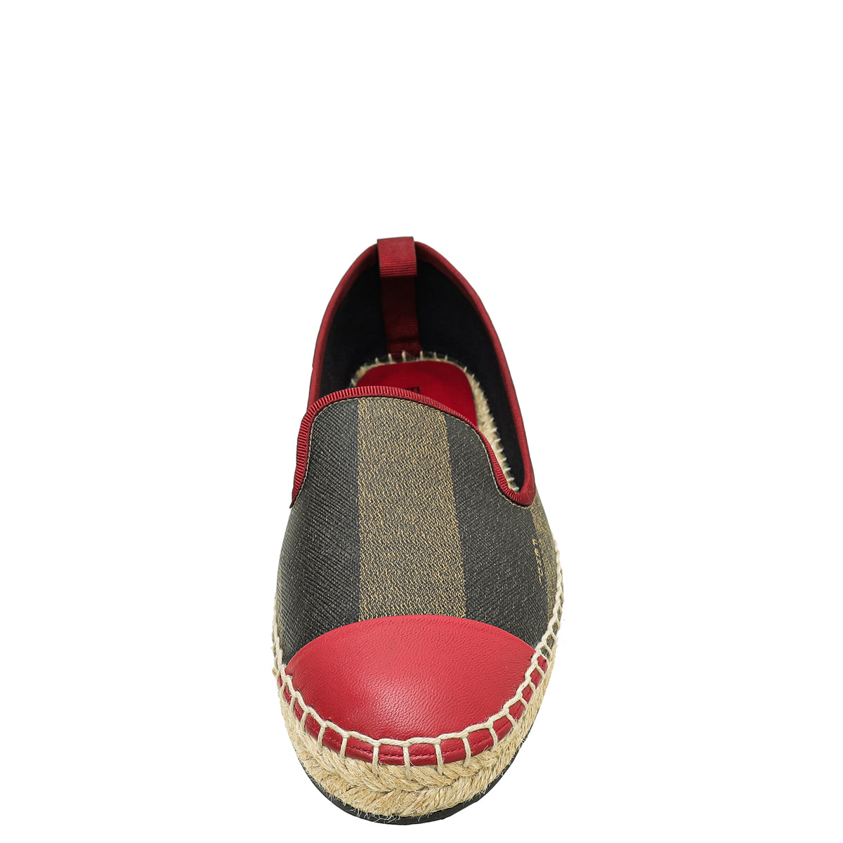 Fendi Bicolor Pequin Flat Espadrille 37.5-Fendi-THE CLOSET